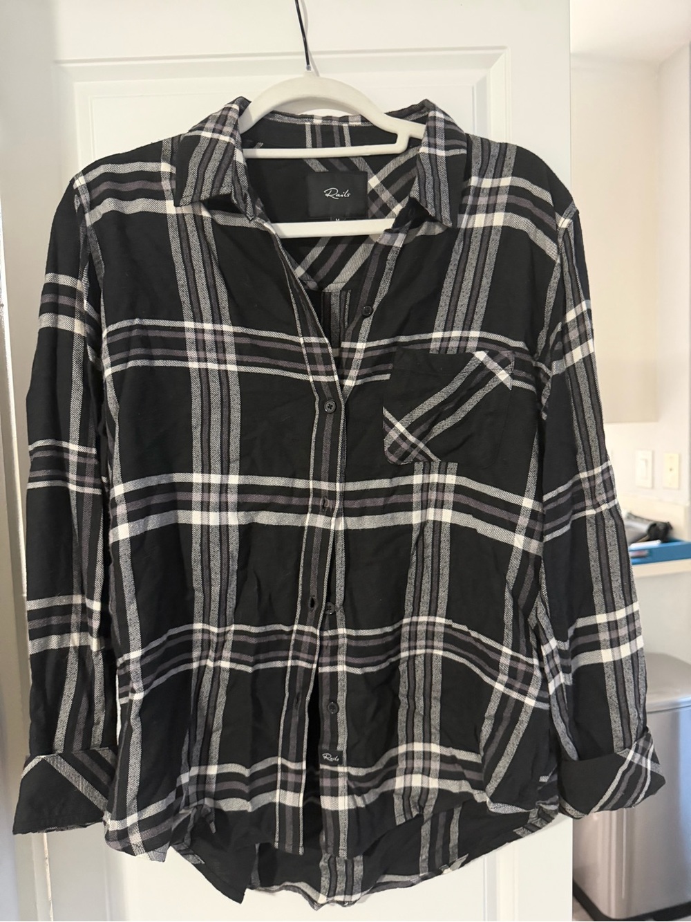 Rails Black and White Plaid Button-Down Shirt